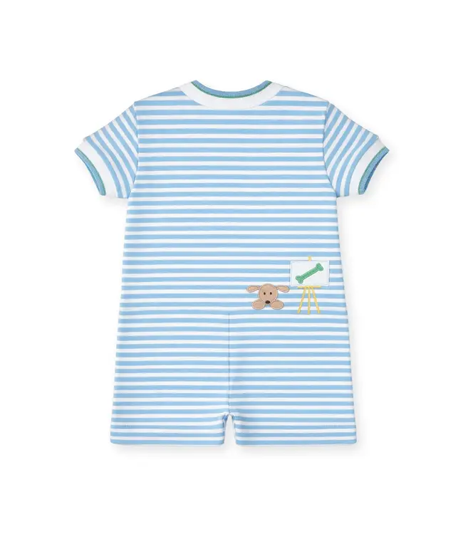 Florence Eiseman Stripe Knit Shortall with Painting Dog