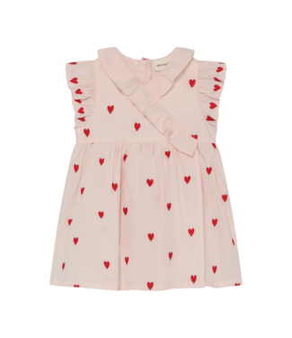 MinyMo Pink with Embroidered Hearts Dress
