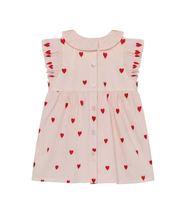 MinyMo Pink with Embroidered Hearts Dress