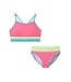 Pink  Ribbed Color Block Bikini
