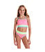 Pink  Ribbed Color Block Bikini