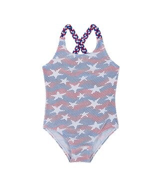 Andy & Evan White Stars Braid One Piece Swimsuit