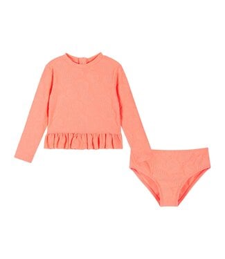 Andy & Evan Orange Neon Peplum Rash Guard Set