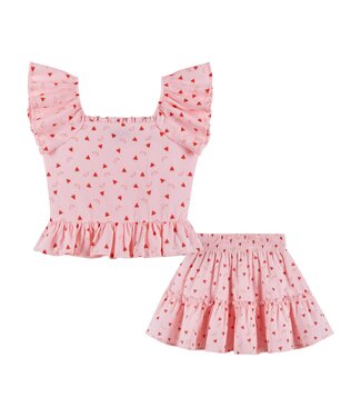 Andy & Evan Pink Watermelon Smock Top Skort Set