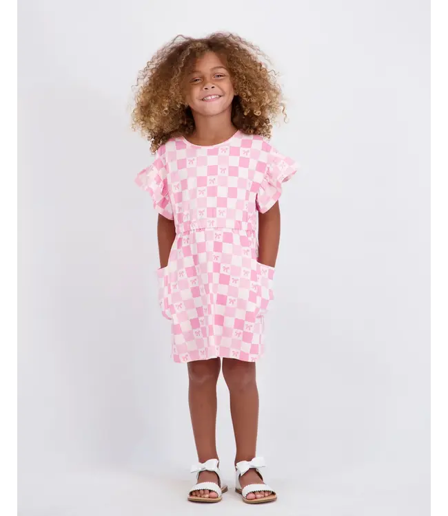Pink Checker Jersey Dress