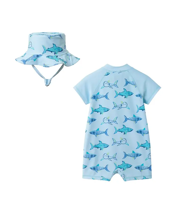 Andy & Evan Aqua Shark Swim Romper