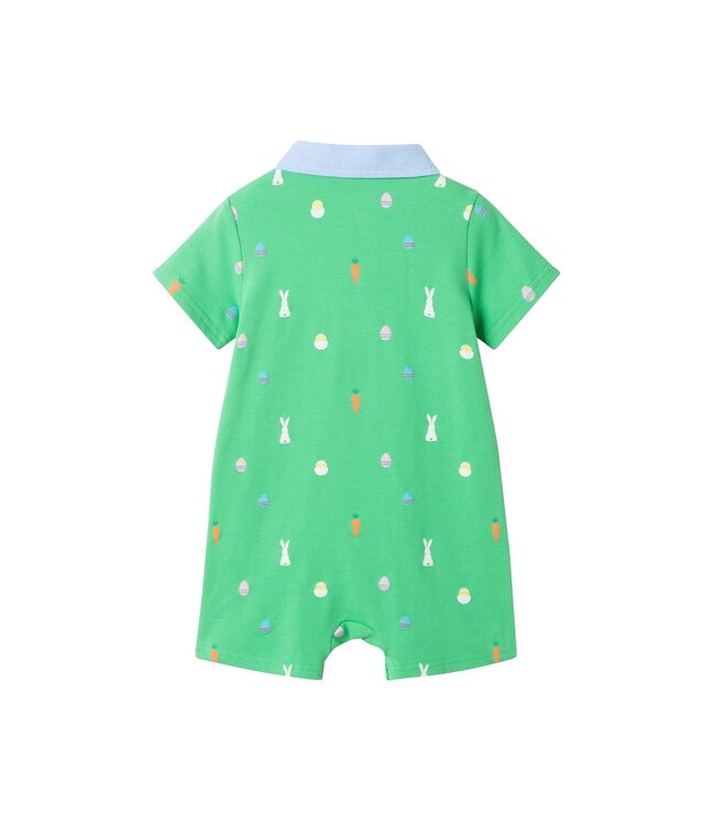 Andy & Evan Green Easter Polo Romper