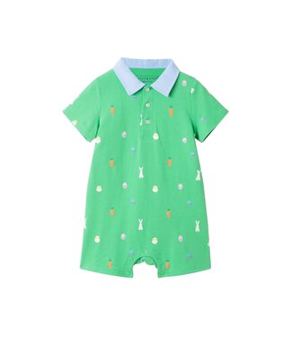 Andy & Evan Green Easter Polo Romper