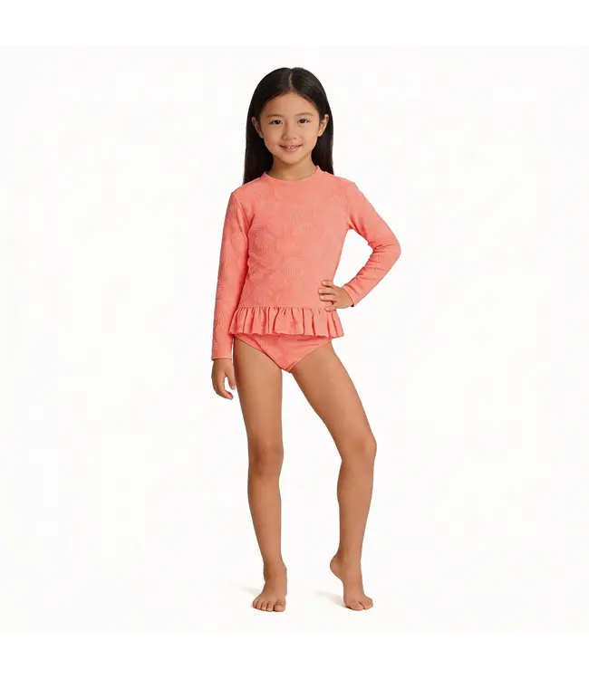 Andy & Evan Orange Neon Peplum Rash Guard Set