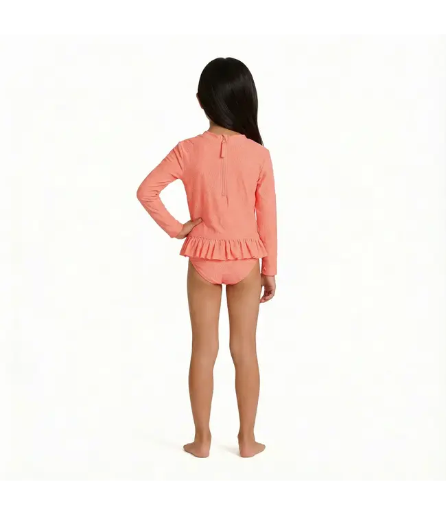 Andy & Evan Orange Neon Peplum Rash Guard Set