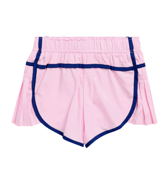 Pink/Blue Athletic Pleated Side Panel Shorts