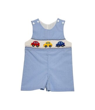 Delaney Blue Check Smocked Cars Short Jon Jon