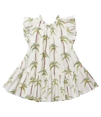 Pink Chicken Cream Palm Trees Harper Dress