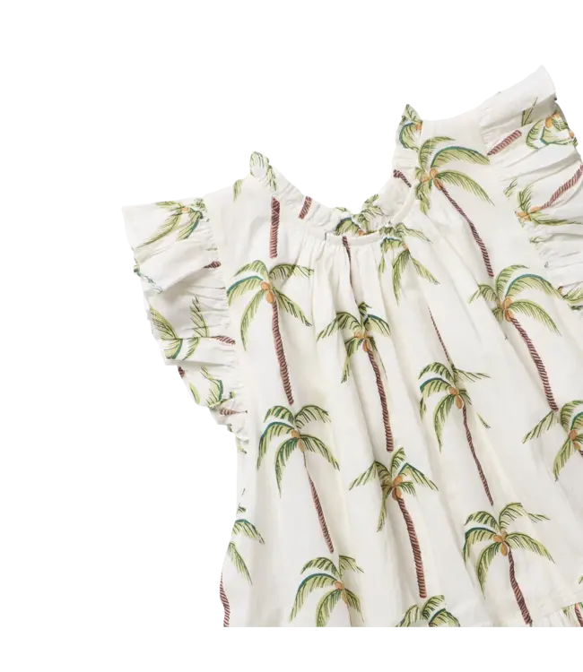 Pink Chicken Cream Palm Trees Harper Dress