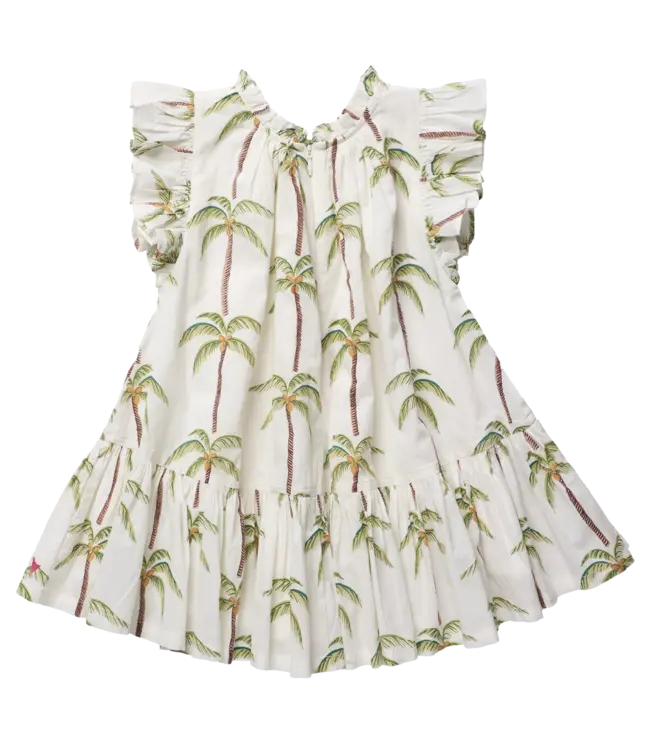 Pink Chicken Cream Palm Trees Harper Dress