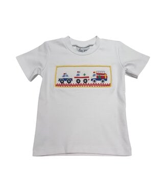Delaney White Knit Smocked Emergency Crew Tee