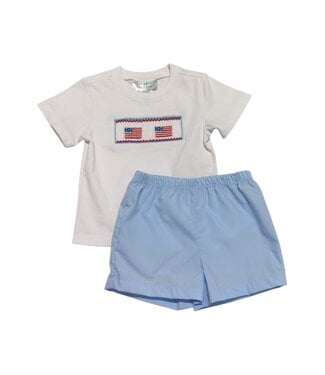 City Beautiful Smocked Flag Short Set