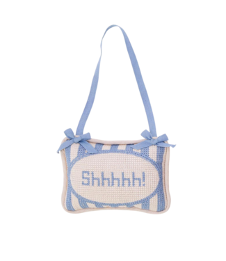 cupcakes & cartwheels Shhhh! Embroidered Pillow Door Hanger - Blue