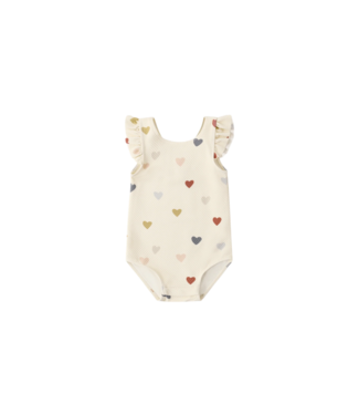 Quincy Mae Natural Confetti Hearts Scoop Back One Piece Swimsuit