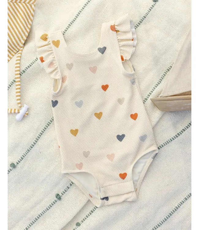 Quincy Mae Natural Confetti Hearts Scoop Back One Piece Swimsuit