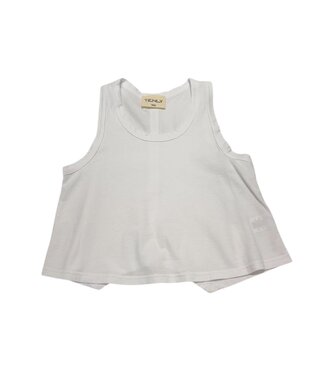 Tenly White Cotton Jersey Flared Racer Tank