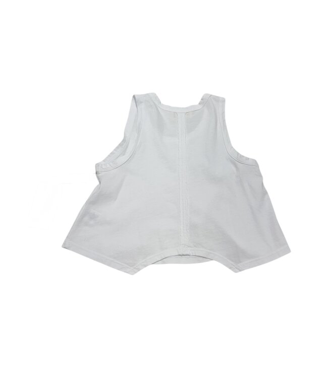 Tenly White Cotton Jersey Flared Racer Tank