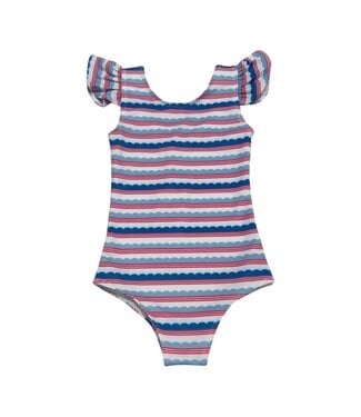 Scallop Lines One Piece Swimsuit