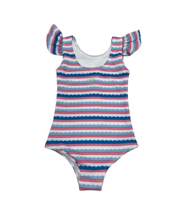 Scallop Lines One Piece Swimsuit