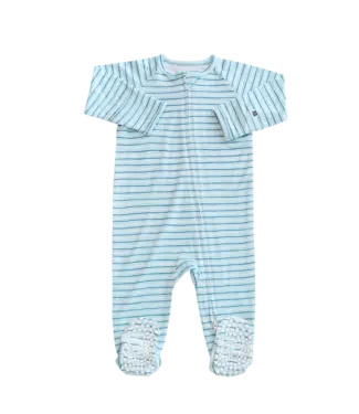 Sweet Bamboo Blue Stripe Zip Footie