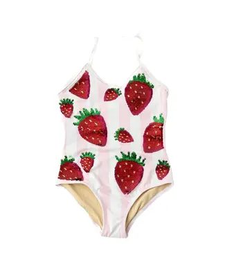 Shade Critters Pink Summer Strawberry Sequins One Pc. Swimsuit