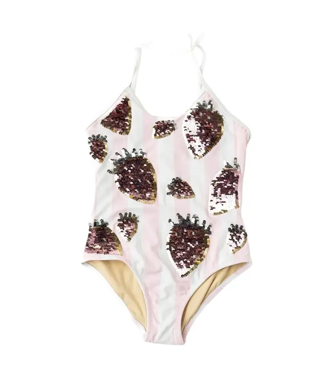 Shade Critters Pink Summer Strawberry Sequins One Pc. Swimsuit