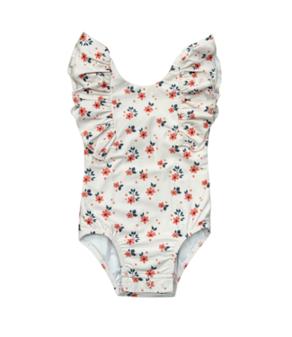 babysprouts Maya Floral Ruffle Sleeve Cross Back Swimsuit