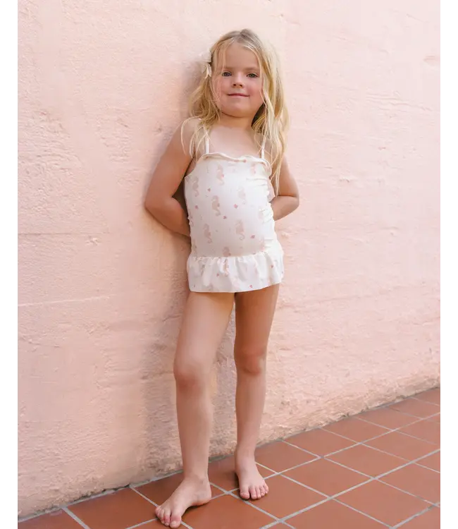Rylee & Cru Ivory Tori Skirted Seahorse One Pc. Swimsuit