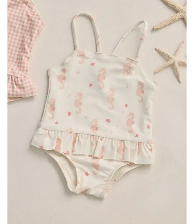 Rylee & Cru Ivory Tori Skirted Seahorse One Pc. Swimsuit