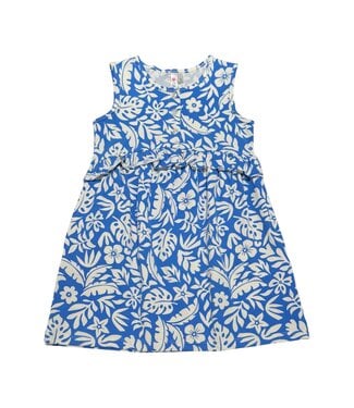 Electric Blue Leaf Print Dress