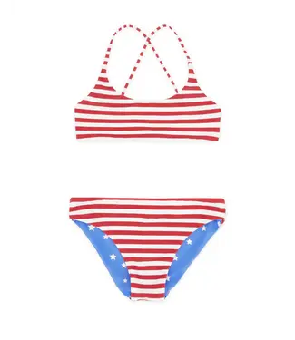 Feather 4 Arrow True Red Stars & Stripes Waverly Reversible Bikini