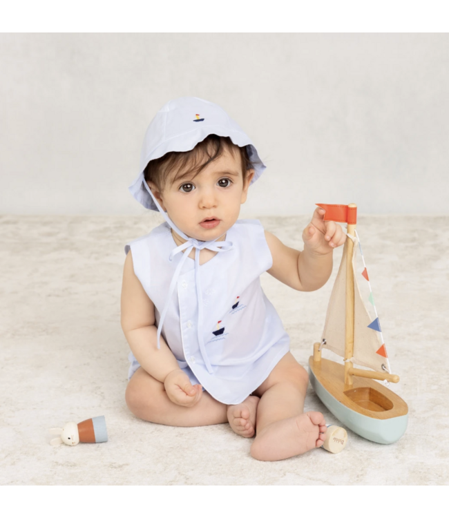 Blue Nautical Sailboat Diaper Set