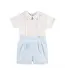 White/Blue Feather Stitched Bobby Suit