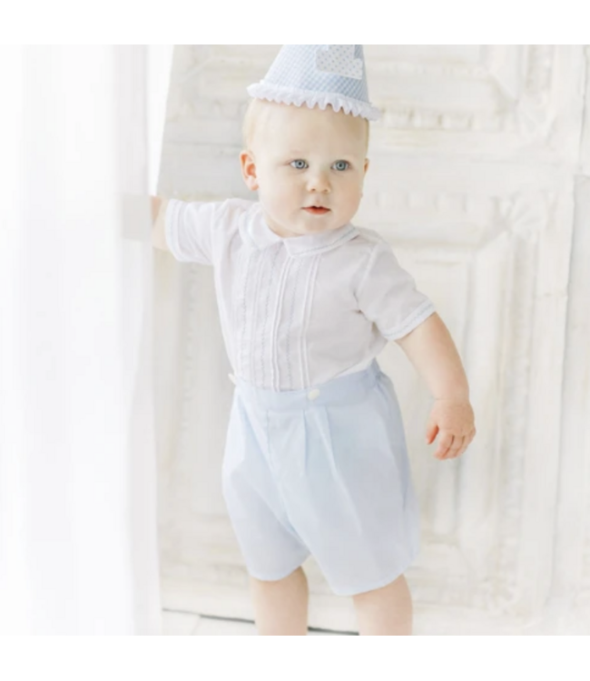 White/Blue Feather Stitched Bobby Suit