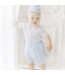 White/Blue Feather Stitched Bobby Suit
