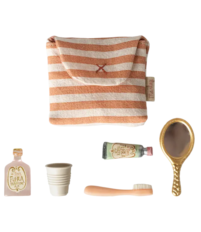 Toothbrush Set in Bag, Mouse - Coral Stripe