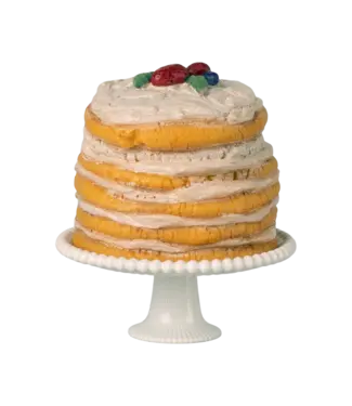 Maileg Party Cake & Cake Stand, Mouse - Off White