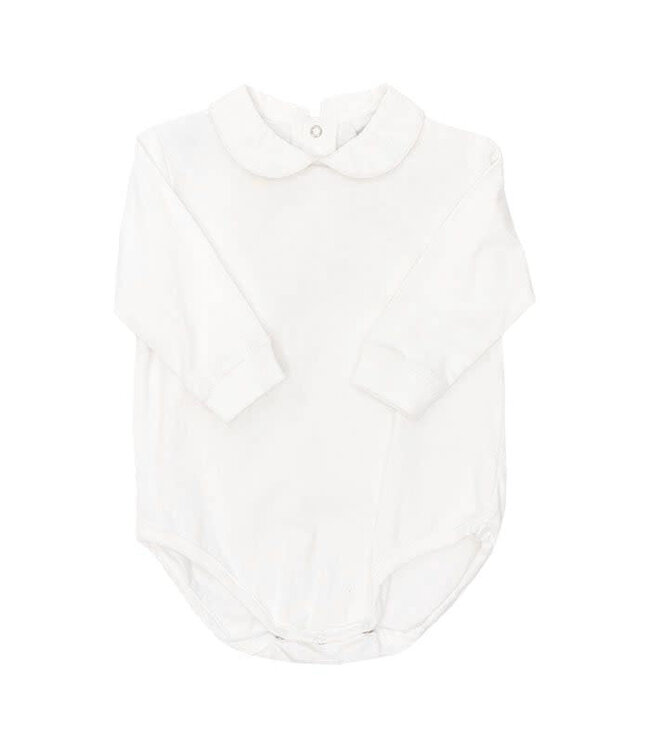 Boys White Knit Long Sleeve Onesie