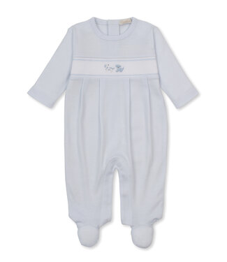 Kissy Kissy Light Blue Premier Embroidered Puppy Paws Footie