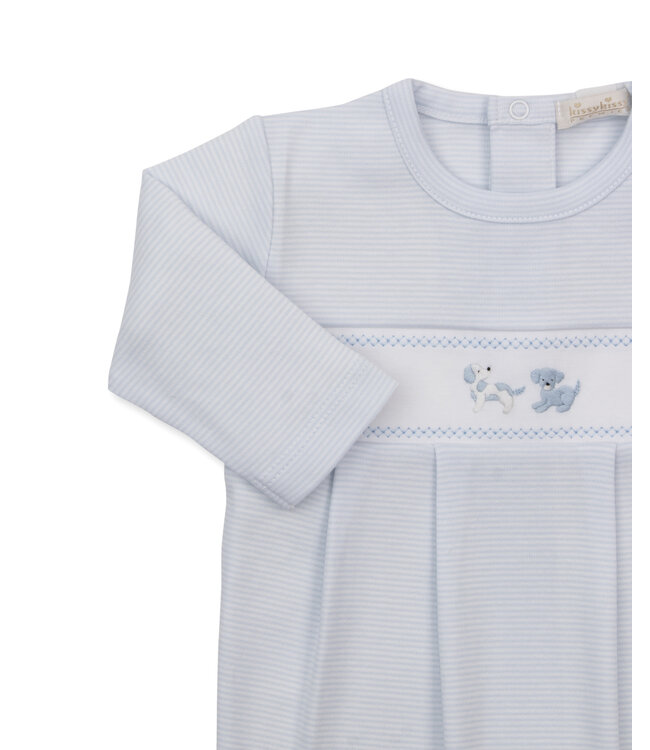 Light Blue Premier Embroidered Puppy Paws Footie