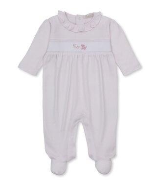 Kissy Kissy Pink Puppy Paws Premier Embroidered Footie