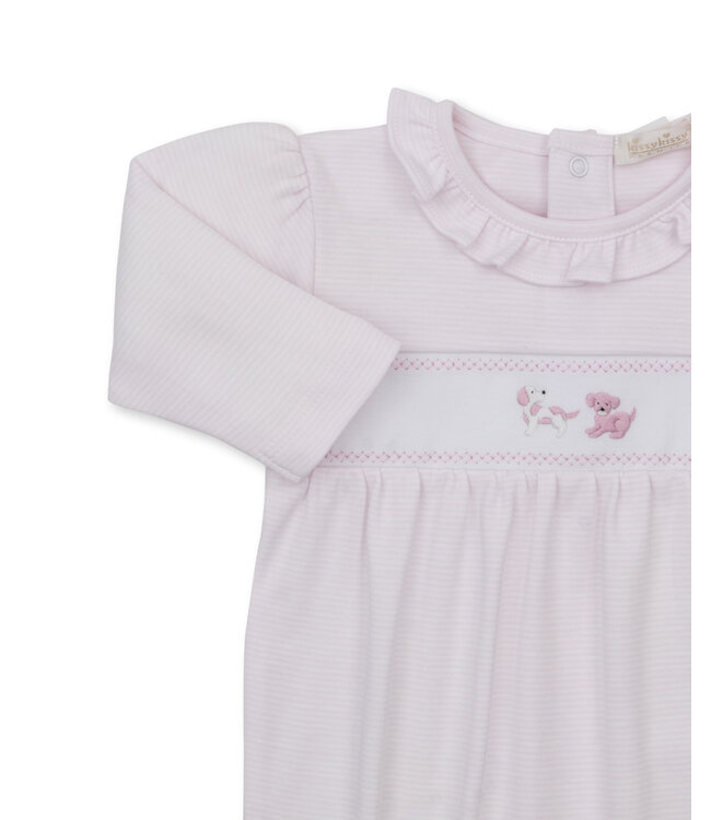 Pink Puppy Paws Premier Embroidered Footie