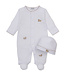 White/Brown Puppy Paws Footie & Hat Set
