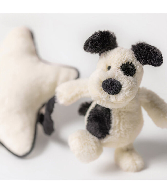 Jellycat Bashful Black & Cream Puppy Musical Pull