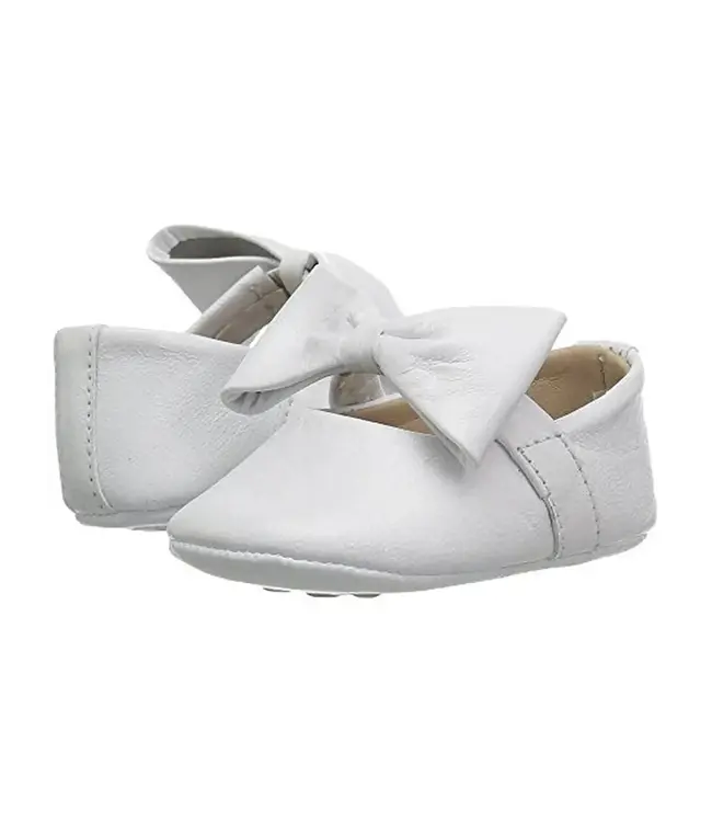 Baby Ballerina with Bow - White Leather